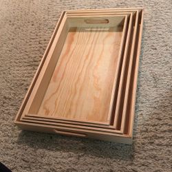 New Wood Tray Set Of 4 
