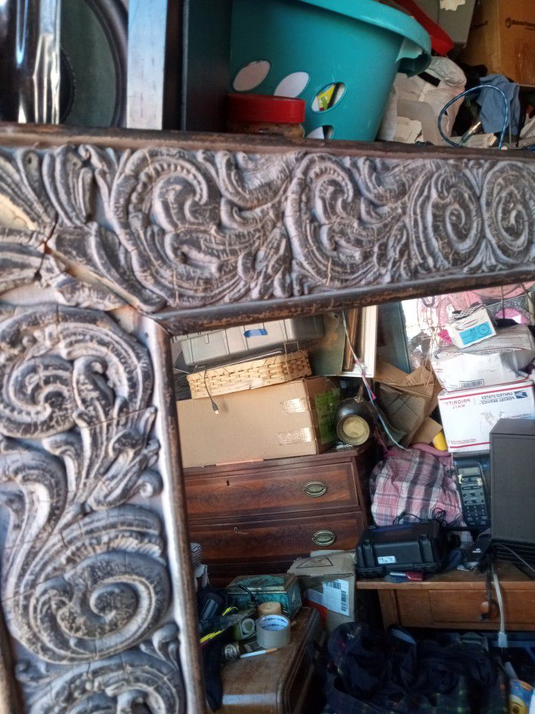 5 Ft Antique Stand Up Mirror In Original Frame
