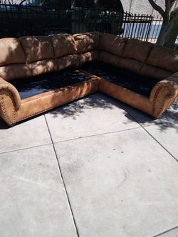 Tan Sofa with Nailhead Trim