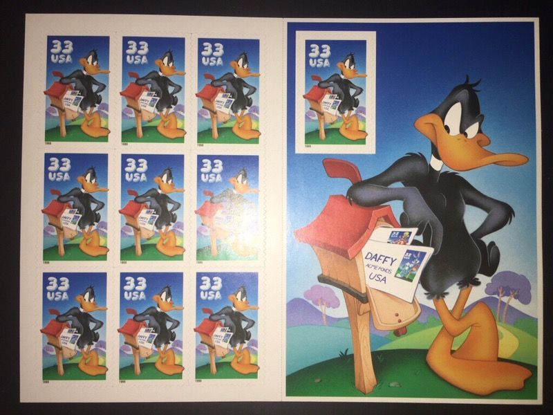 STAMP COLLECTION: 1999 Looney Tunes: Daffy Duck pane of stamps
