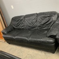 3 Piece Black Leather Couch Set