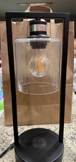 Modern Industrial Table Touch Lamp with Wireless Charging and USB Port