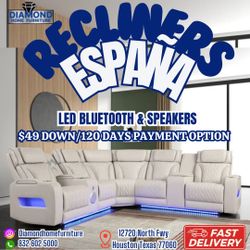 SPAIN SECTIONAL W/ SPEAKERS & LED 