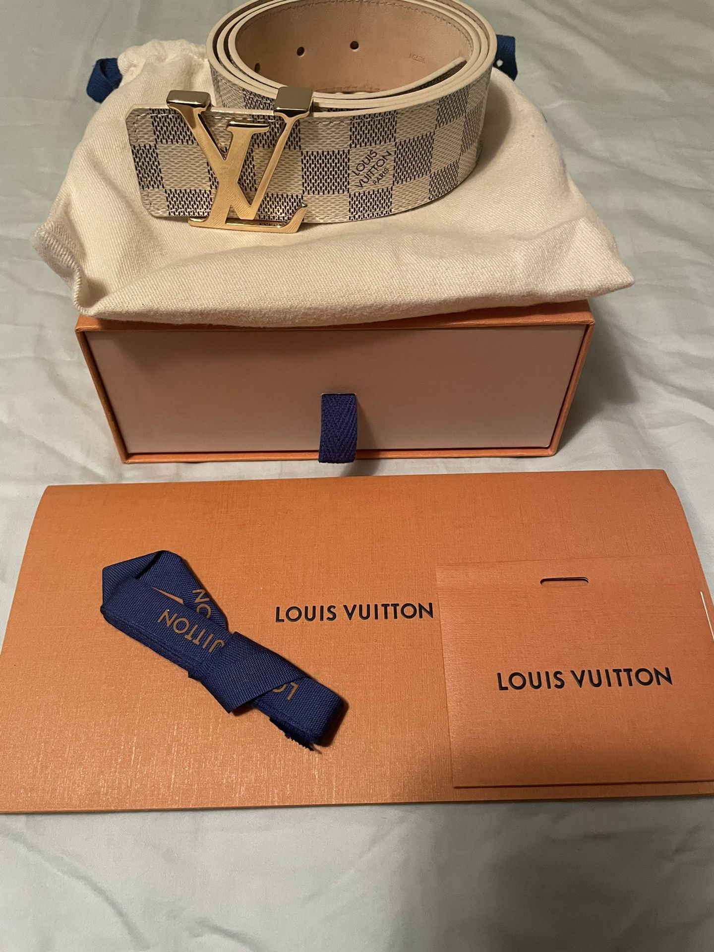 Discontinued White Louis Vuitton Damier Belt