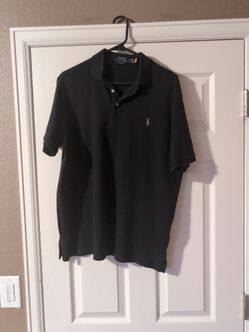 Mens Large Classic Fit Black Polo Shirt
