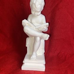 Vintage 7 Inch Alabaster Greek Boy Reading Book Imported From Greece (3 available)