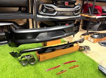 For 2018-2023 Ford Mustang GT500 Style Rear Bumper + Exhaust Tips Diffuser Bodykit