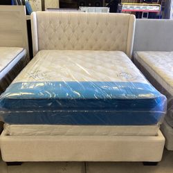 Sale New Queen Size Bed With Mattress Free Deliver 🛻