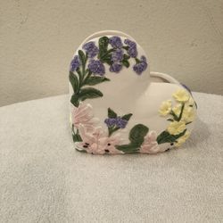 Tilted Heart Shaped Floral Ceramic Planter