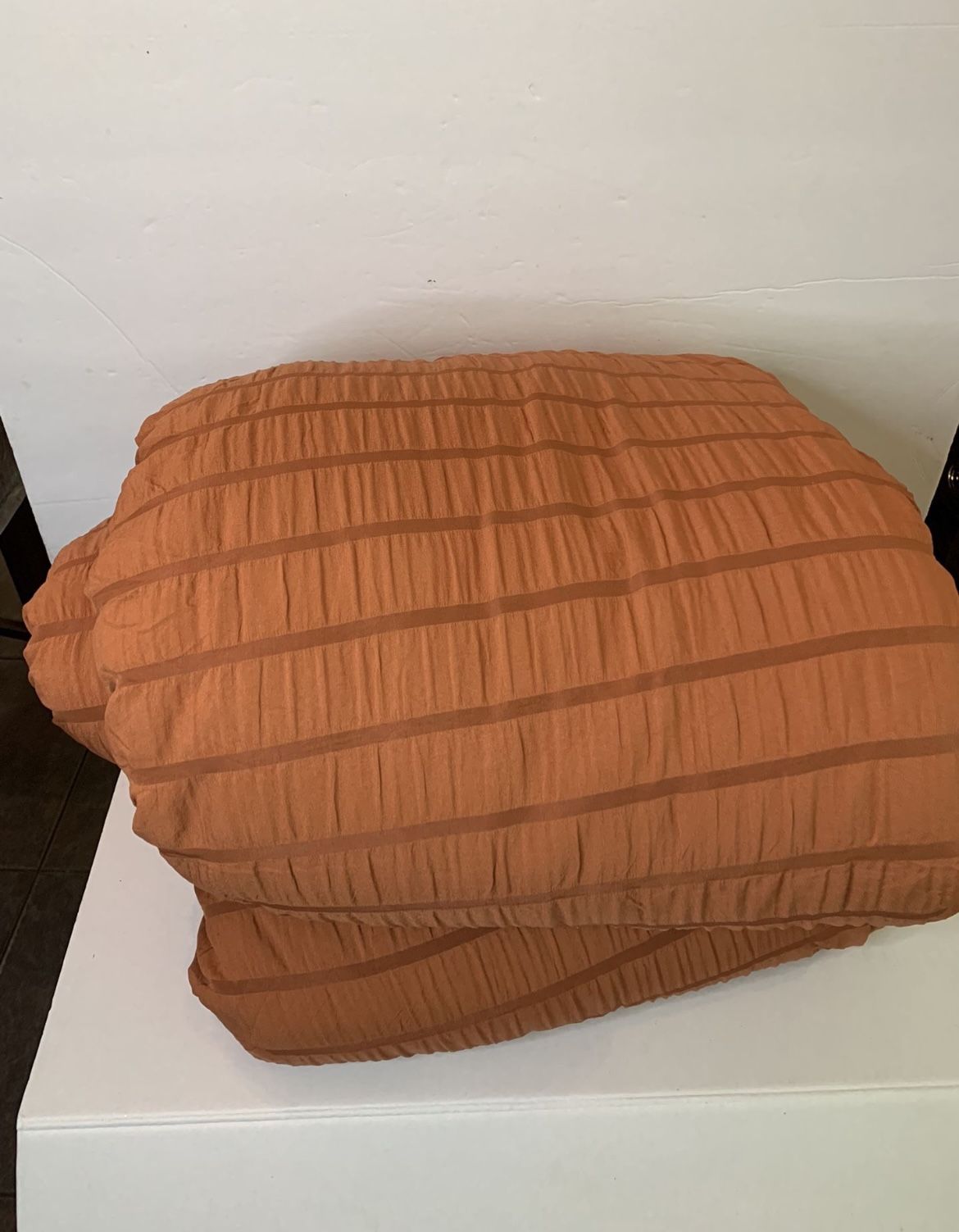 Terracotta Comforter King Size, stripped Burnt Orange