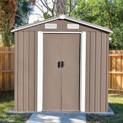 6ft x4ft Metal Storage Shed,Black and White