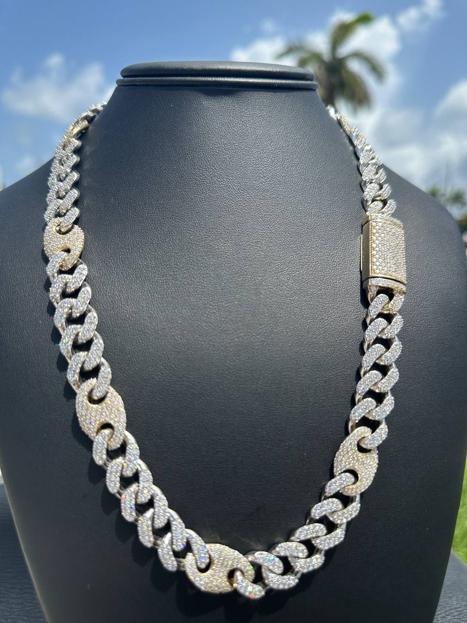 10k solid Yellow and white gold 20ctw diamond cuban chain 169g 22” 12.9mm