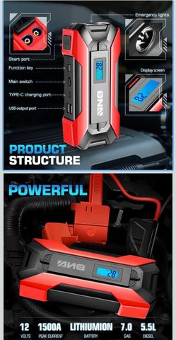 15000 mAh Multi-Function Portable Car Battery Jump Starter