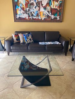 Leather Sofa & Coffee Table Set