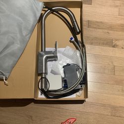 New brushed nickel kitchen faucet