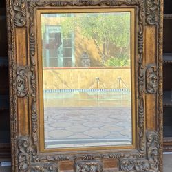 Antique  Carved Wood Mirror 