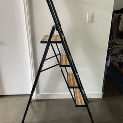 Four Step Ladder Extra Tall And Beautiful Wood And Black 