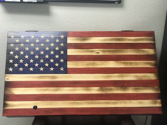 American flags Wood burned