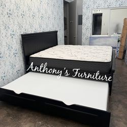 Queen bed and full trundle with mattresses