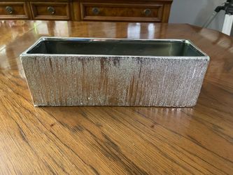 Textured Silver Toned Rectangular Planter