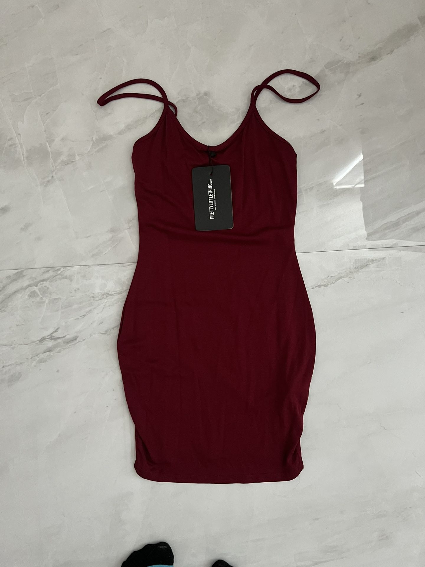 Burgundy PrettyLittleThing dress