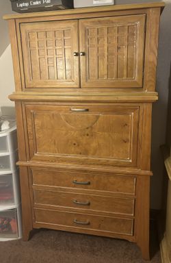 Chest Desk Combo Storage Drawers Mirror Solid Wood $100