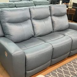 Real Leather Mindanao Power Reclining Sofa Couch 