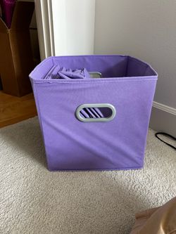 6 Storage Boxes, Foldable Organizer Cube Basket Bin, Lavender-Purple Thick and Heavy Duty (12”x12”x12”/6pcs, Purple)