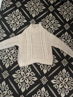 Cream Cable Knit Mock Neck Sweater