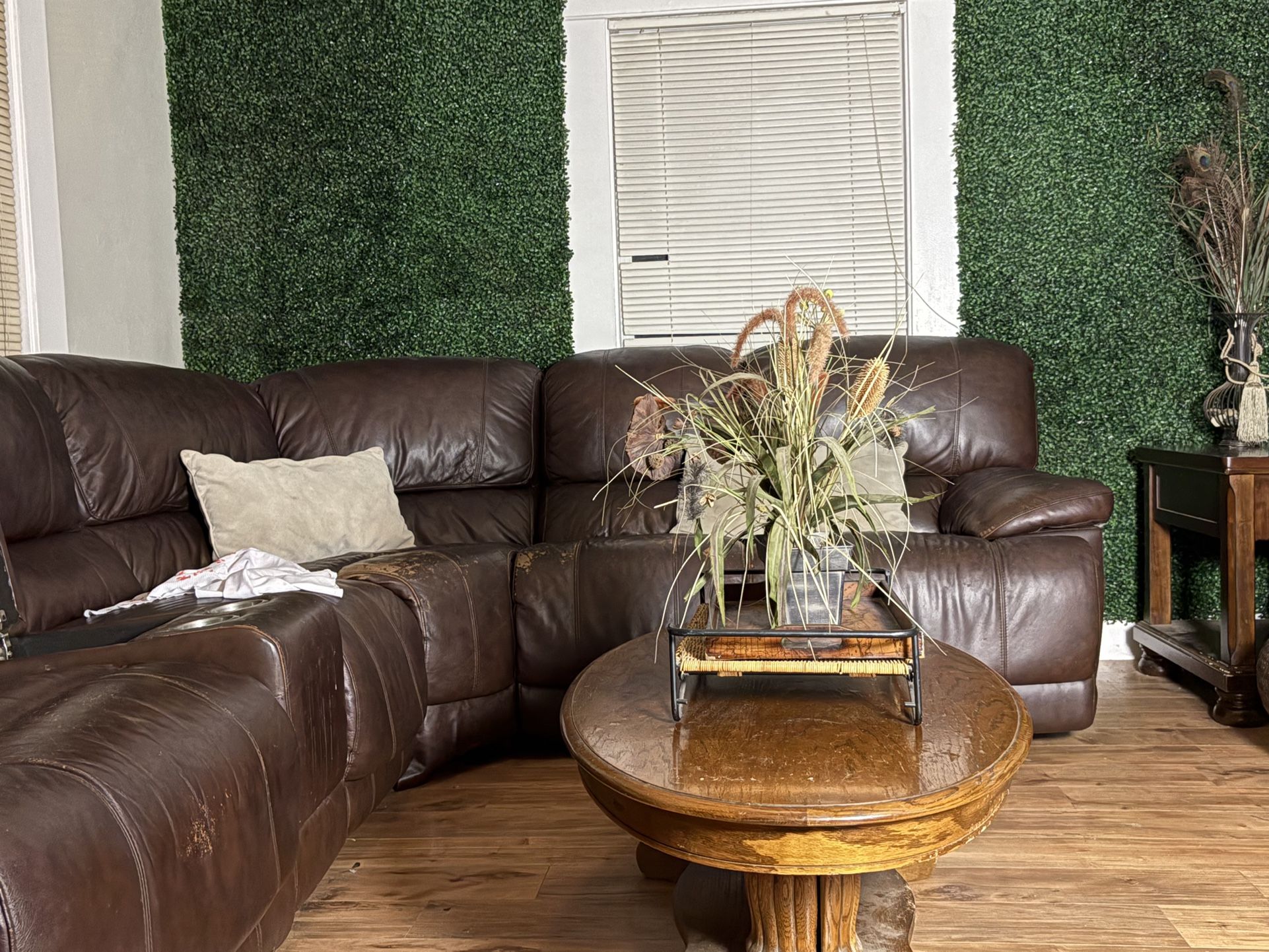 Must Go Today! Make Offer Leather Sectional Powered Recliners With Console Power Bank And USB End Chargers