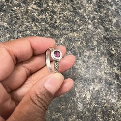 Sterling Silver Amethyst Ring Size 7-7.5
