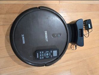 Haven't used it in a while but still works. The battery may need replacement soon. Comes with vacuum, base and remote

Ecovacs Deebot Robovac - Plus R