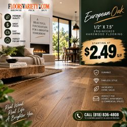 European Oak 1/2" x 7.5" starts at $2.49 s/f