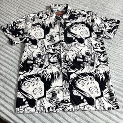 FRESH PRINTS Tokyo Anime Button Shirt - M - All Over Print Art Japan Manga RARE