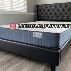 Queen Expresso Crystal Button Bed With Ortho Matres!