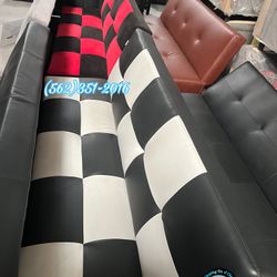 White And Black Futon Couch New Leather 