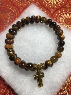 Tigers eye rosary bracelet