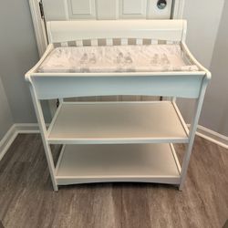 Baby Changing Table Station With Two Shelves And Pad 