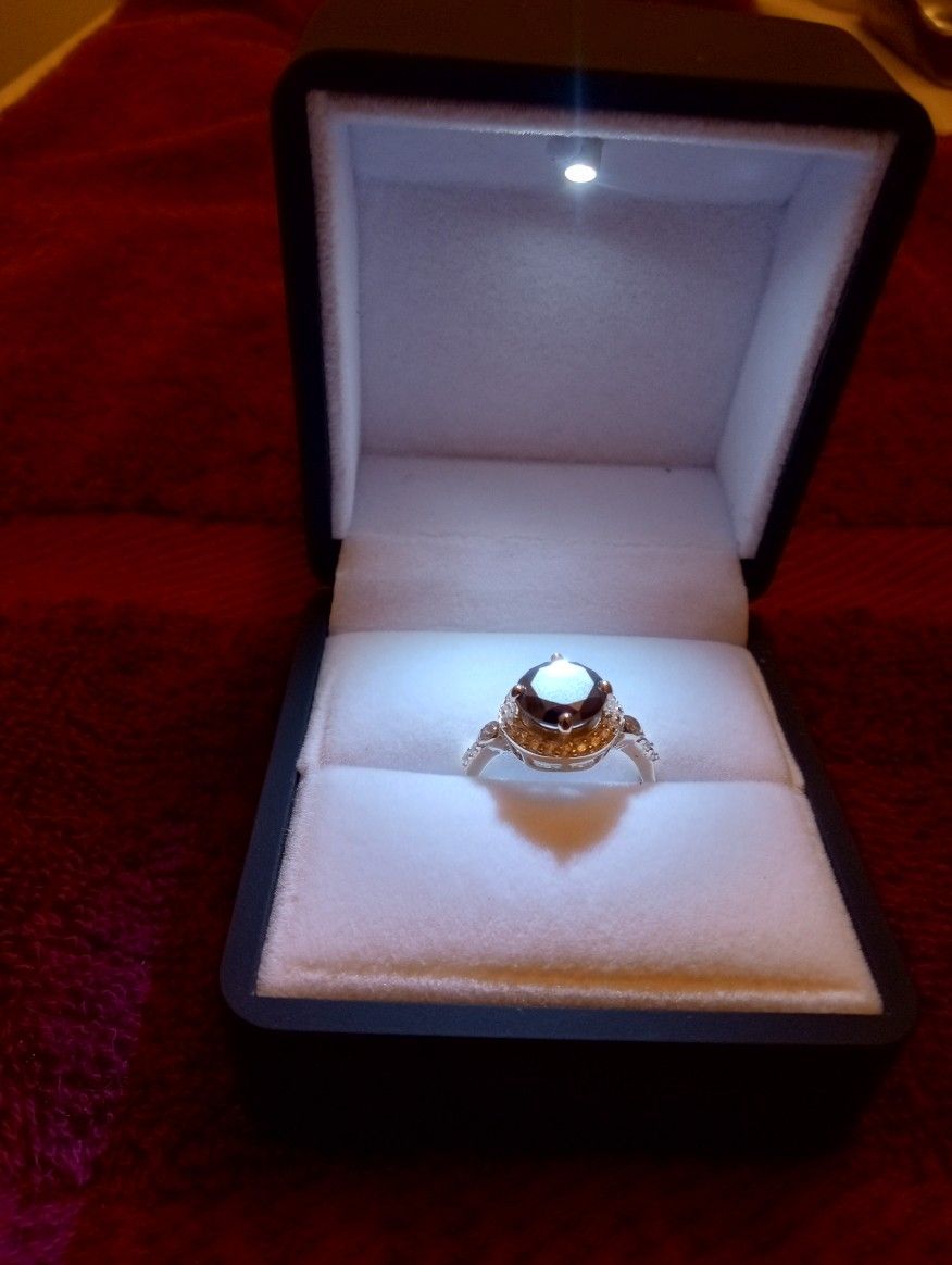 Natural Black Diamond Ring Women's Size 7