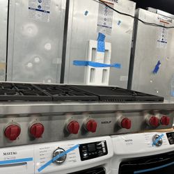 Wolf Stainless Steel Gas 48” Rangetop + Infrared Charbroiler 