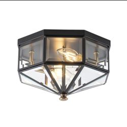 Indoor Outdoor Light Flush Mount Black New