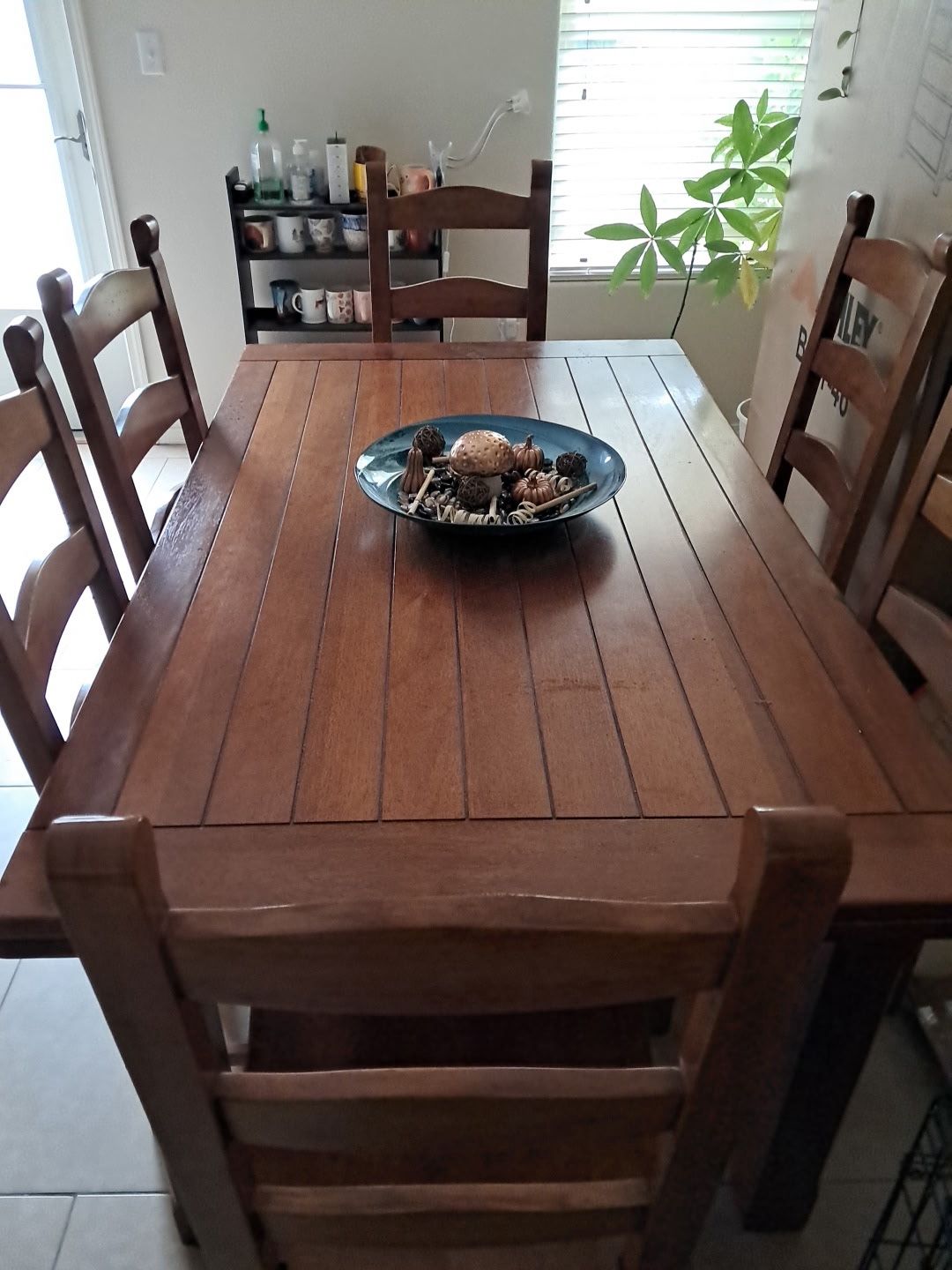 Dining Room Table W/ Attached Leaves And Matching Server 