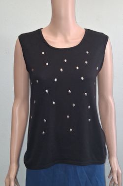 Black Sleeveless Top with Silver Studs Size M