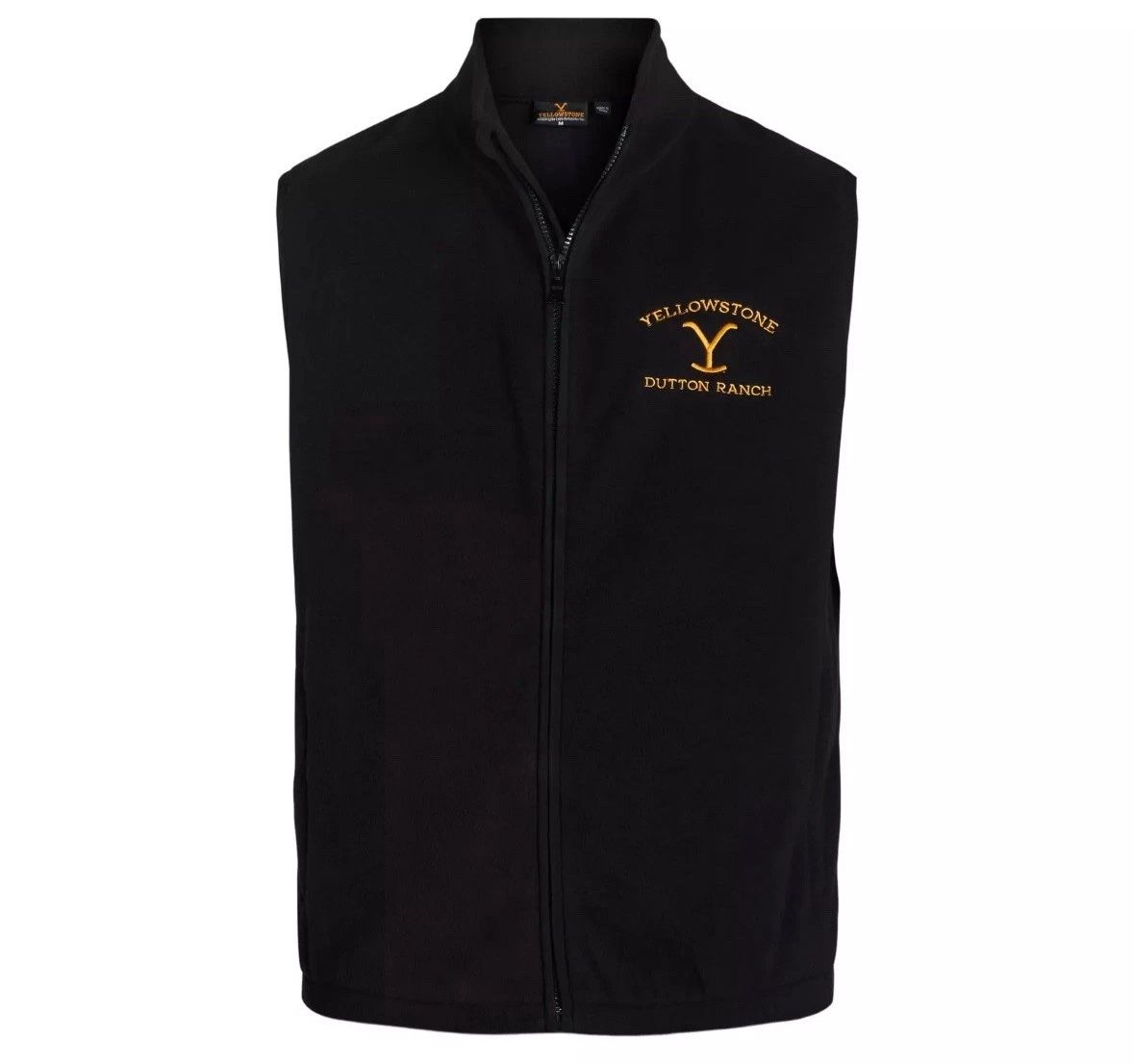 Yellowstone Dutton Ranch Fleece Vest Men's M Black Full Zip Lightweight Western