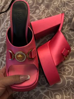 Versace Medusa Platform Slide Sandals Pink