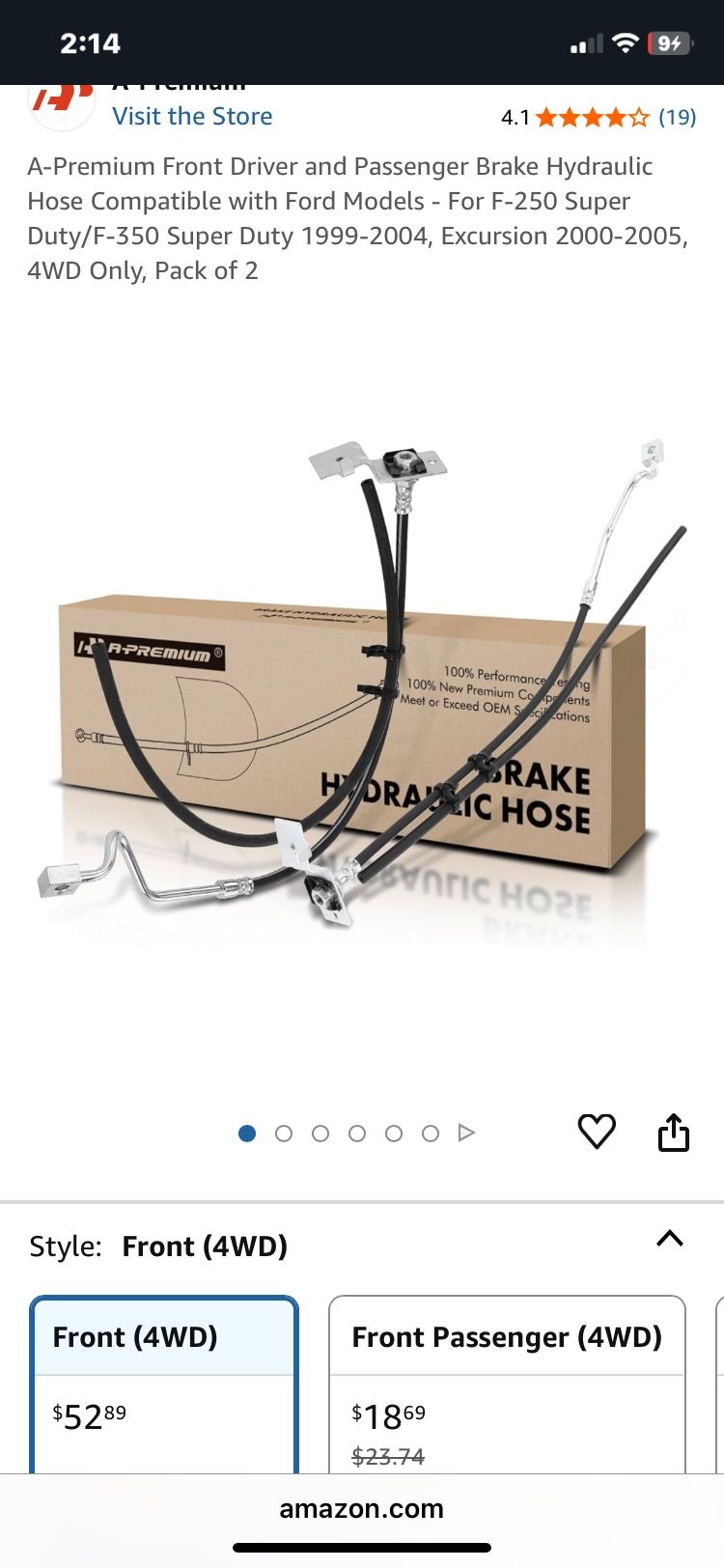 Ford Driver and Passenger Brake Hydraulic Hose