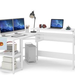  L-Shaped Desk, Sit to Stand Corner Computer Desk with Lift Top  NEW IN BOX 