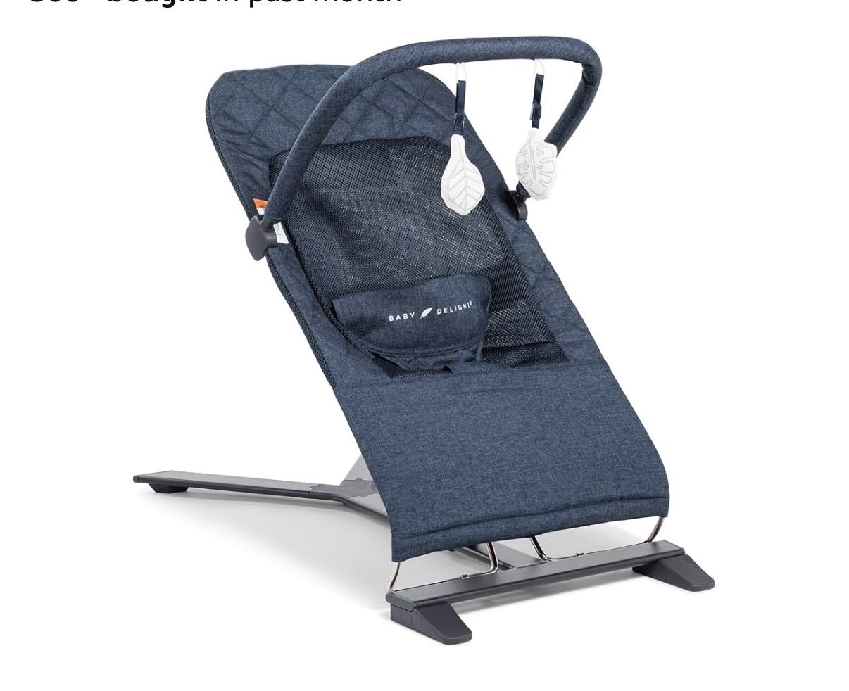 Baby Delight Alpine Deluxe Portable Bouncer, Infant, 0 – 6 Months, Quilted Indigo