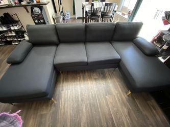 Black Couch/ Sofa With Gold Legs