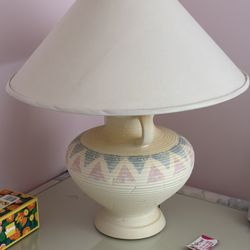 Vintage Pastel Geometric Ceramic Lamp – 80s Southwestern Style